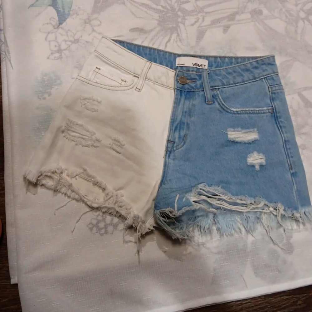 Vervet Denim Colorblock Short Cut Off Distressed Size XS